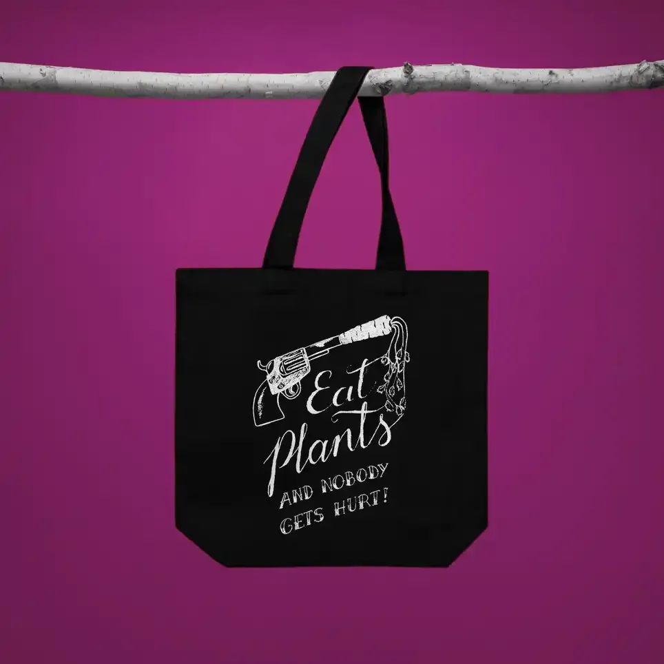 Torba bawełniana „Eat plants and nobody gets hurt”, ok. 37 x 27 x 12 cm